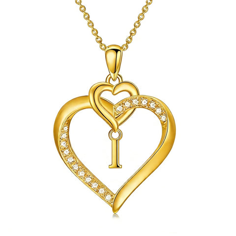 Heart Initial A-Z Pendant Necklace for 14K Gold Plated Women Initials Jewelry Gifts