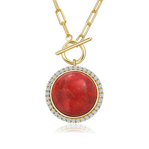 Sterling SilverTurquoise Red Coral Lapis Lazuli Malachite Paperclip Chain Necklace