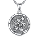 Sterling Silver Baseball Basketball Softball Soccer Pendant Necklace Engraved with Never Give up I Can Do All Things