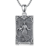 Sterling Silver Tarot Card 12 Zodiac Sign Pendant Necklace