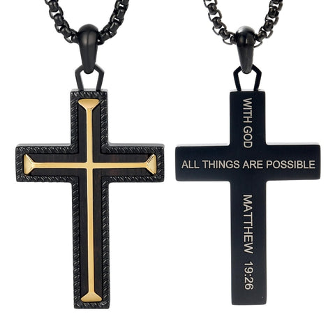 14K Gold Plated Wooden Cross Necklace Jewelry Gift for Him