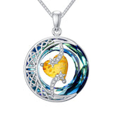 Sterling Silver Crystal Heart Birthstone Moon Star Pendant Necklace