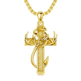14K Gold Plated Cross Pendant Necklace for Men Religious Jewelry Christian Gift