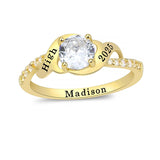 Sterling Silver Personalized Birthstone Engraved Class Ring Women's Graduation Ring