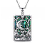 Sterling Silver Abalone Shell Tarot Card Pendant Necklace Gifts for Birthday Halloween Anniversary Valentine’s Day