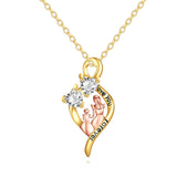 10K 14K 18K Yellow Gold Cubic Zirconia Infinity Mother Daughter Pendant Necklace for Women