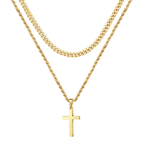 Stainless Steel Cross Pendant Necklace for Men