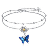 925 Sterling Silver Birthstone Dragonfly Anklet Butterfly Anklet Irish Celtic Jewelry for Women