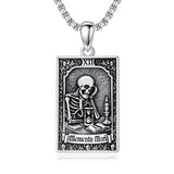 Sterling Silver Tarot Card Pendant  Necklace for Men Gothic Amulet Jewelry