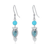 Sterling Silver Turquoise Owl Dragonfly Butterfly Hummingbird Dangle Earrings