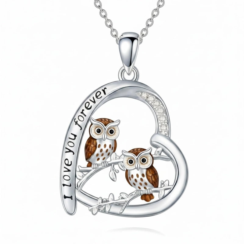 Sterling Silver Mother Daughter Squirrel Monkey Butterfly Bee Owl Necklace Engraved I Love You Forever