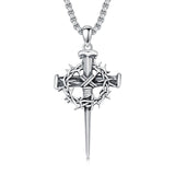 Nail Cross Necklace 925  Silver Crown of Thorn Cross Pendant Three Nail Cross Christian Jewelry Gift for Men Women