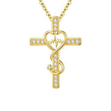 14K Gold Plated Stethoscope Cross Necklace Jewelry Christmas Graduation Nurses Week Gift