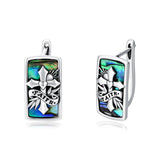 Sterling Silver Abalone Shell Cross Faith Hourglass Skull Leverback Earrings for Women