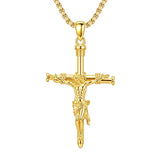 14K Gold Plated Cross Pendant Necklace Religious Confirmation Jewelry