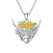 925 Sterling Silver Scottish Highland Cow  Necklace