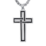 Sterling Silver Cross Christian Pendant Necklace for Men