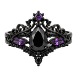 Sterling Silver 10K  14K  18K Gold 1CT-4CT Black Onyx Engagement Ring Gothic Wedding Promise Ring