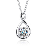 10K 14K 18K  White Gold Round Birthstone Infinity Necklace Mothers Day Gift