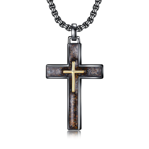 Sterling Silver Cross Religious Necklace for Men
