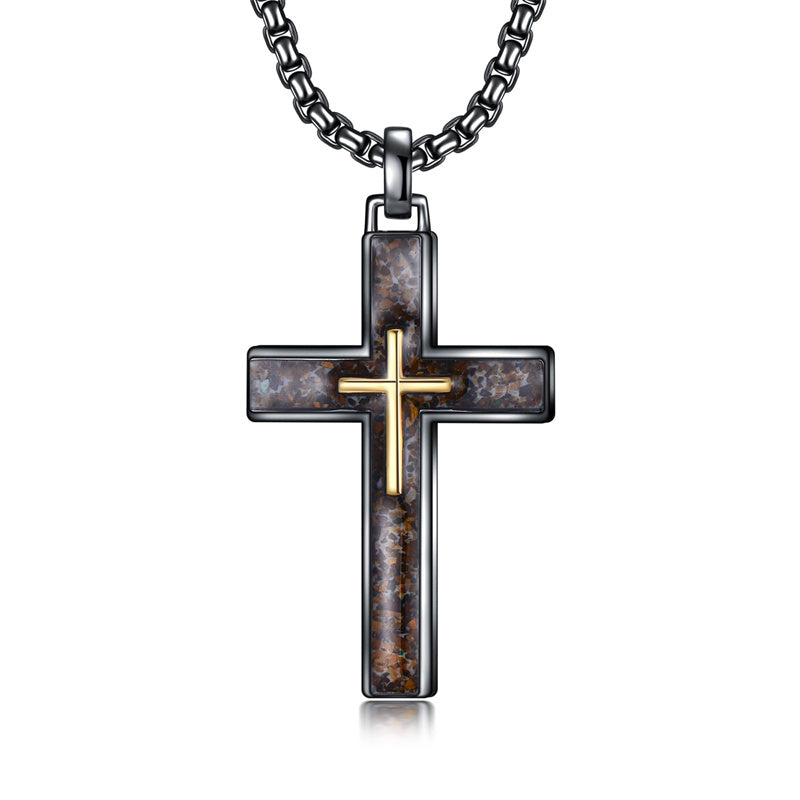 Sterling Silver Cross Religious Necklace for Men