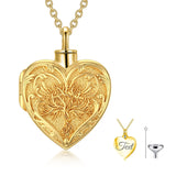 10K Gold Cremation Jewelry for Ashes Personalize Solid Gold Tree of Life Heart Urn Necklace for Ashes