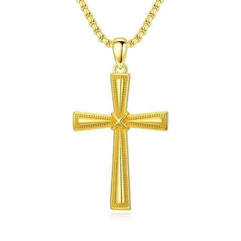 Cross Pendant Necklace  14K Gold Plated Christian Faith Jewelry