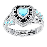 Sterling Silver 10K 14K 18K Gold Personalized Birthstone 2025 High School Class Ring