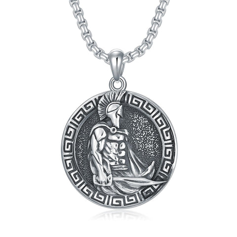 Sterling Silver Spartan Pendant Necklace