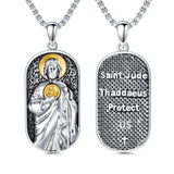 Sterling Silver  Virgin Mary Saint Florian Saint Jude Saint Michael Saint Benedict Amulet Protection Pendant Necklace