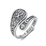 Sterling Silver Dragonfly Jesus Fish Adjustable Spoon Ring for Women