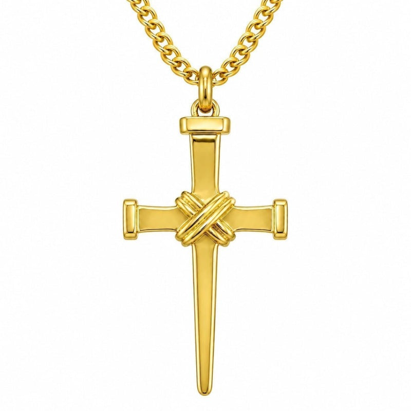 Cross Pendant Necklace for Men 14K Gold Plated Minimalist Christian Jewelry Religious Gift