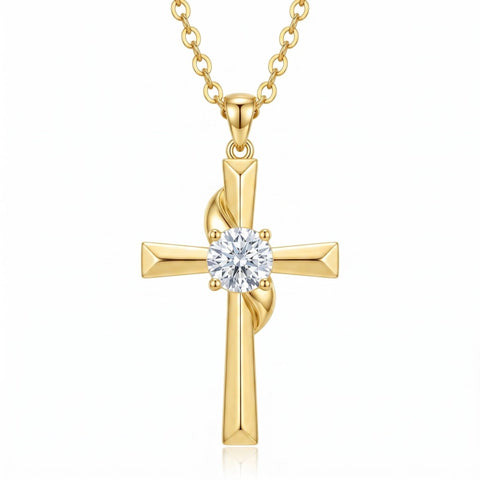 10K 14K 18K Gold Cross Pendant Necklace Religious Jewelry Gifts for Men and Women