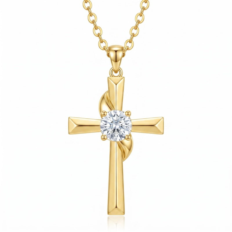 10K 14K 18K Gold Cross Pendant Necklace Religious Jewelry Gifts for Men and Women