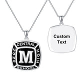 Sterling Silver Personalized Initial High School College University Pendant Necklace Graduation Gift