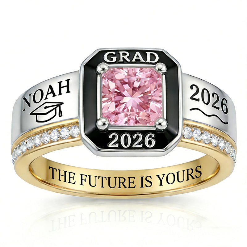 Sterling Silver Personalized Birthstone Class Ring Graduation Gifts for Women