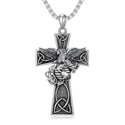 Sterling Silver Marines Cross Pendant Necklace for Men