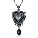 Witches Heart Pendant Necklace 925 Sterling Silver Gothic Jewelry Goth Halloween Gifts for Women