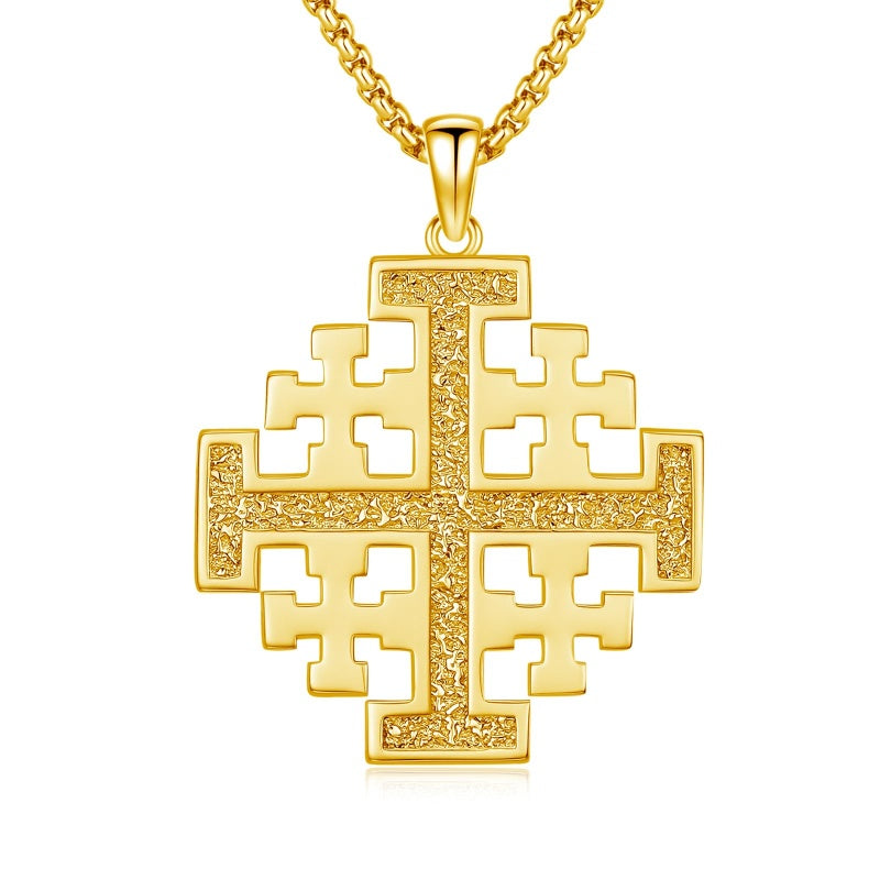 14K Gold Plated Cross Pendant Necklace Protection Jewelry Religious Gift