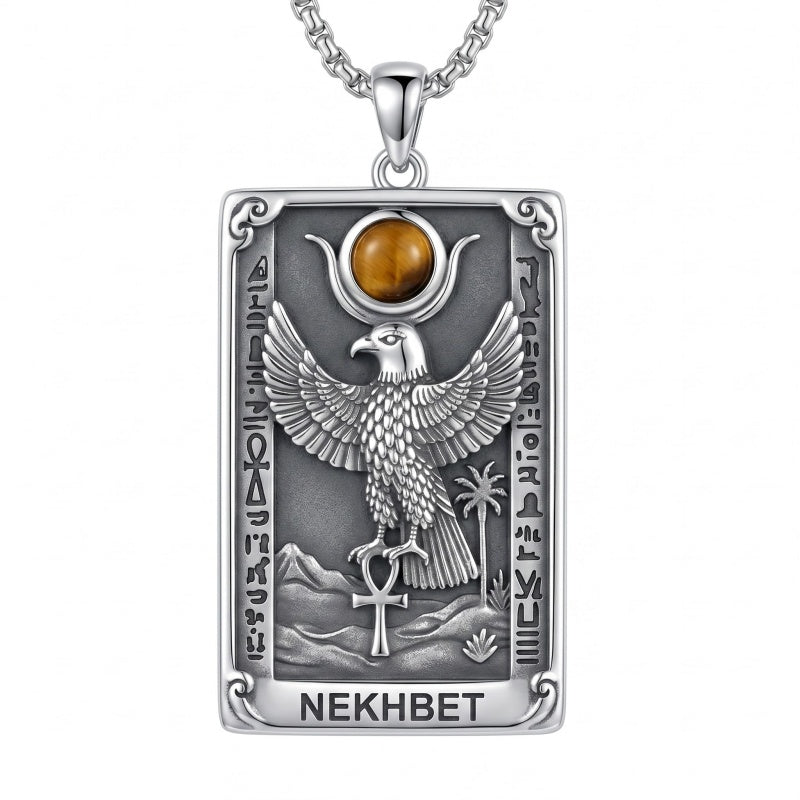 Sterling Silver Tarot Card Pendant  Necklace for Men Gothic Amulet Jewelry