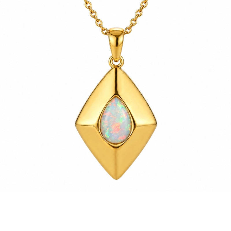 14K Gold Plated Bohemian Teardrop Pendant Necklace for Women