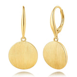 14K Gold Plated  Round Disc Leverback Earring for Women