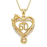 14K Gold  Plated Birthday Anniversary Rose Heart Pendant Necklace for Women
