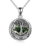 Sterling Silver Abalone Opal Shell Moss Agate Tree of Life Urn Necklaces for Ashes