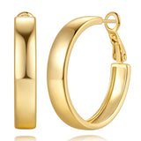 14K Gold Plated Wide-Band Profile Hoop Earring