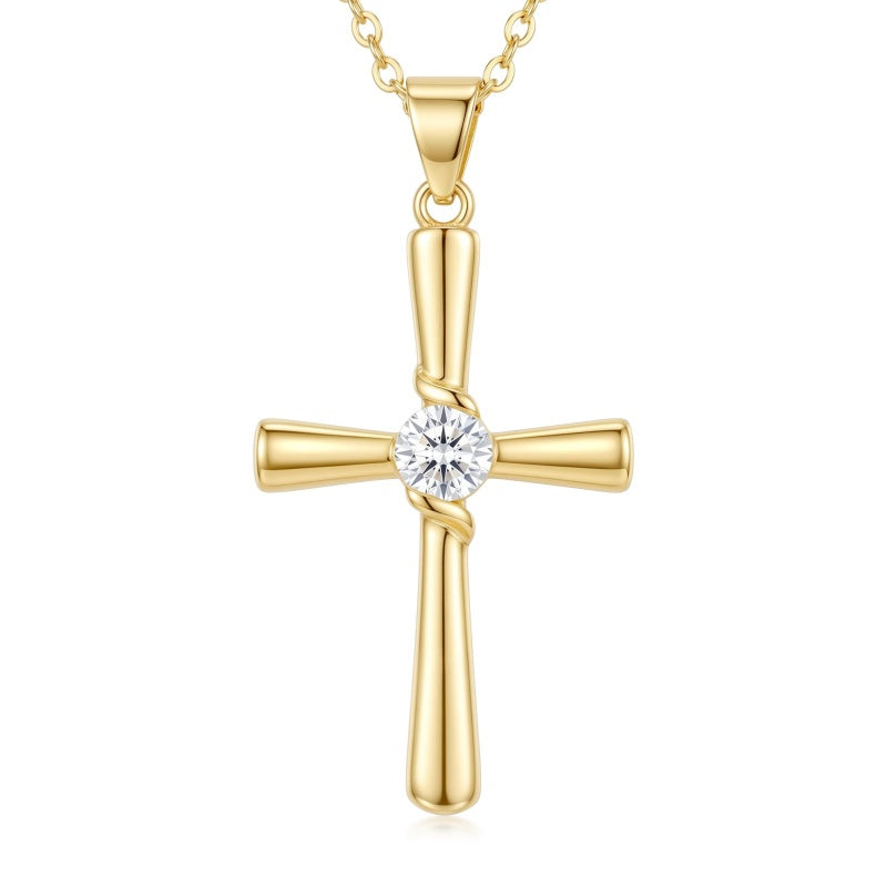 Minimalist Cross Pendant Necklace 14K Gold Plated for Women Faith Jewelry Religious Gifts
