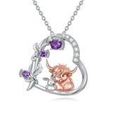 Sterling Silver Highland Cow Pendant Necklace Gift for Christmas