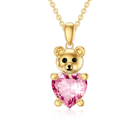 14K Yellow Gold Bear Pendant Necklace