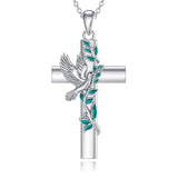 Sterling Silver Cross Bee Hummingbird Butterfly Dove Red Cardinal Pendant Necklace for Her