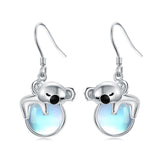 Sterling Silver Moonstone Koala Dangle Earrings